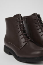 Neuman Brown Leather Mid Boots for Women.