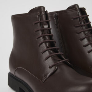 Neuman Brown Leather Mid Boots for Women.