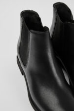 Iman Black Leather Ankle Boots for Women.