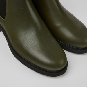 Iman Dark green leather Chelsea boots for women
