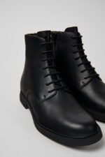 Iman Black leather lace-up boots for women
