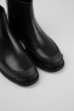 Pix Black Leather Ankle Boots for Women.