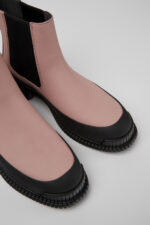 Pix Pink and black leather Chelsea boots for women