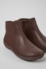 Right Brown leather ankle boots for women