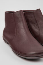 Right Burgundy leather ankle boots for women