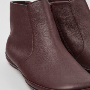 Right Burgundy leather ankle boots for women