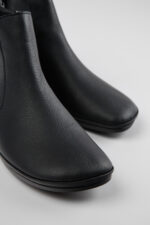 Right Black leather ankle boots for women