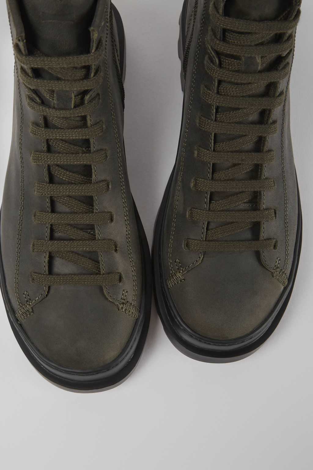 Brutus Dark green waxed nubuck lace-up boots