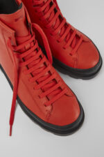 Brutus Red leather lace-up boots