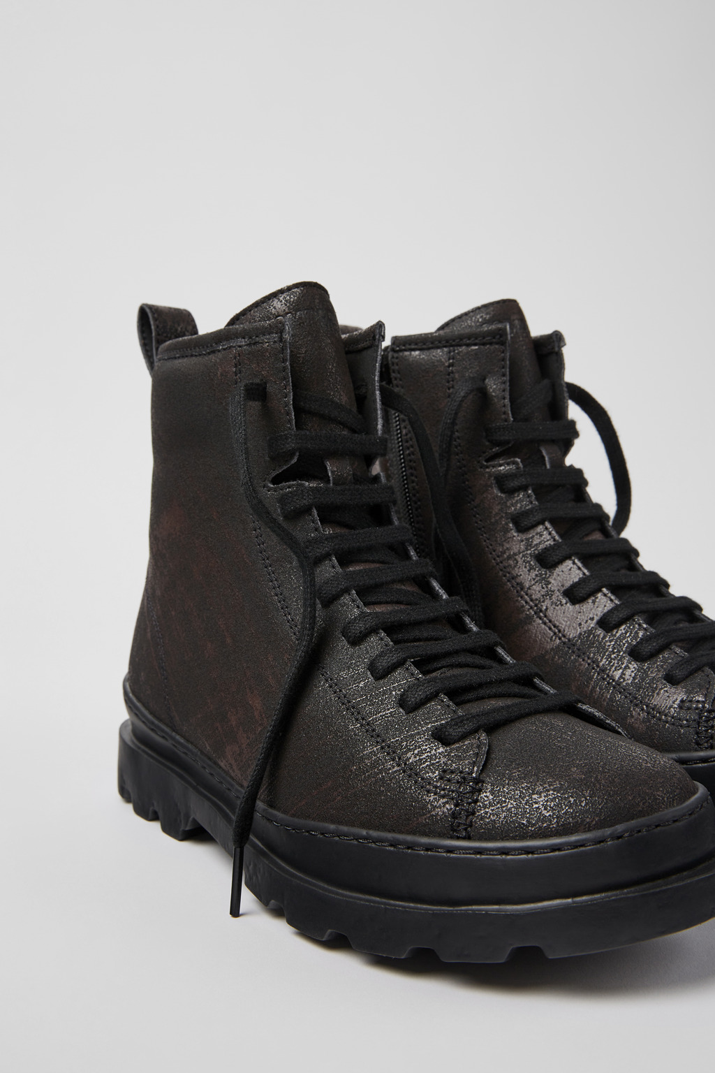 Brutus Black-brown brushed nubuck boots for women