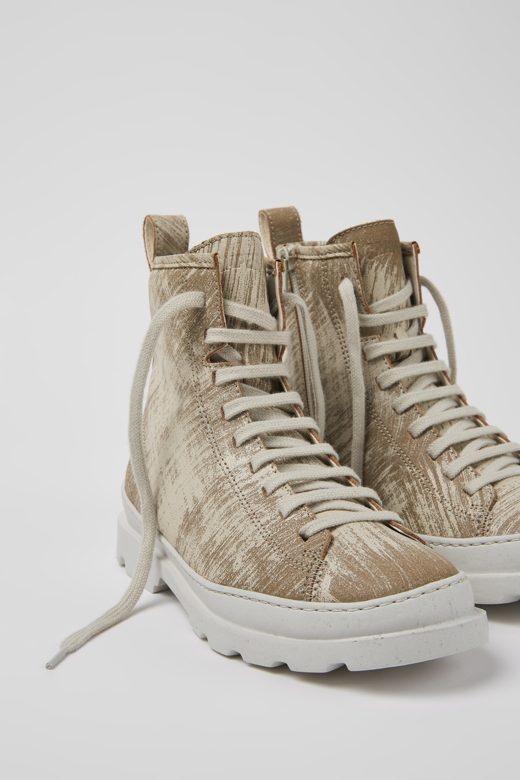 Brutus White-beige brushed nubuck boots for women