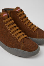 Peu Touring Brown and black recycled wool sneakers for women