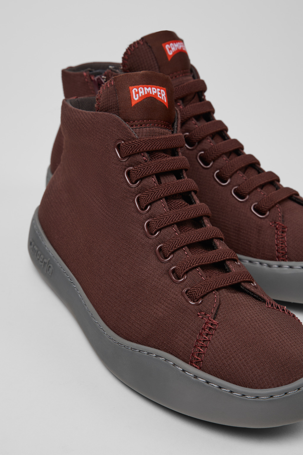 Peu Touring Burgundy Textile Sneaker Booties for Women.