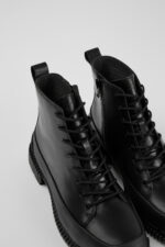 Pix Black Leather Ankle Boots for Women.