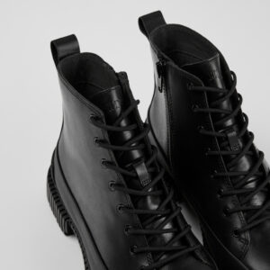 Pix Black Leather Ankle Boots for Women.
