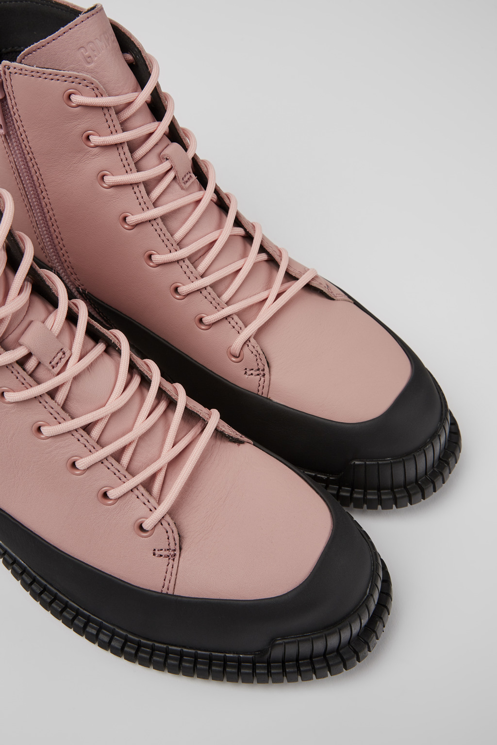 Pix Pink and black leather lace-up boots for women