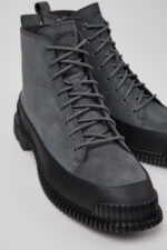 Pix Gray Nubuck and Leather Ankle Boots for Women.