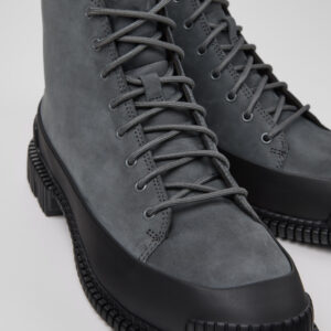 Pix Gray Nubuck and Leather Ankle Boots for Women.