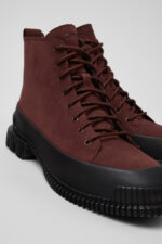 Pix Burgundy Nubuck and Leather Ankle Boots for Women.