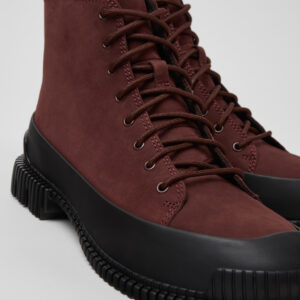 Pix Burgundy Nubuck and Leather Ankle Boots for Women.