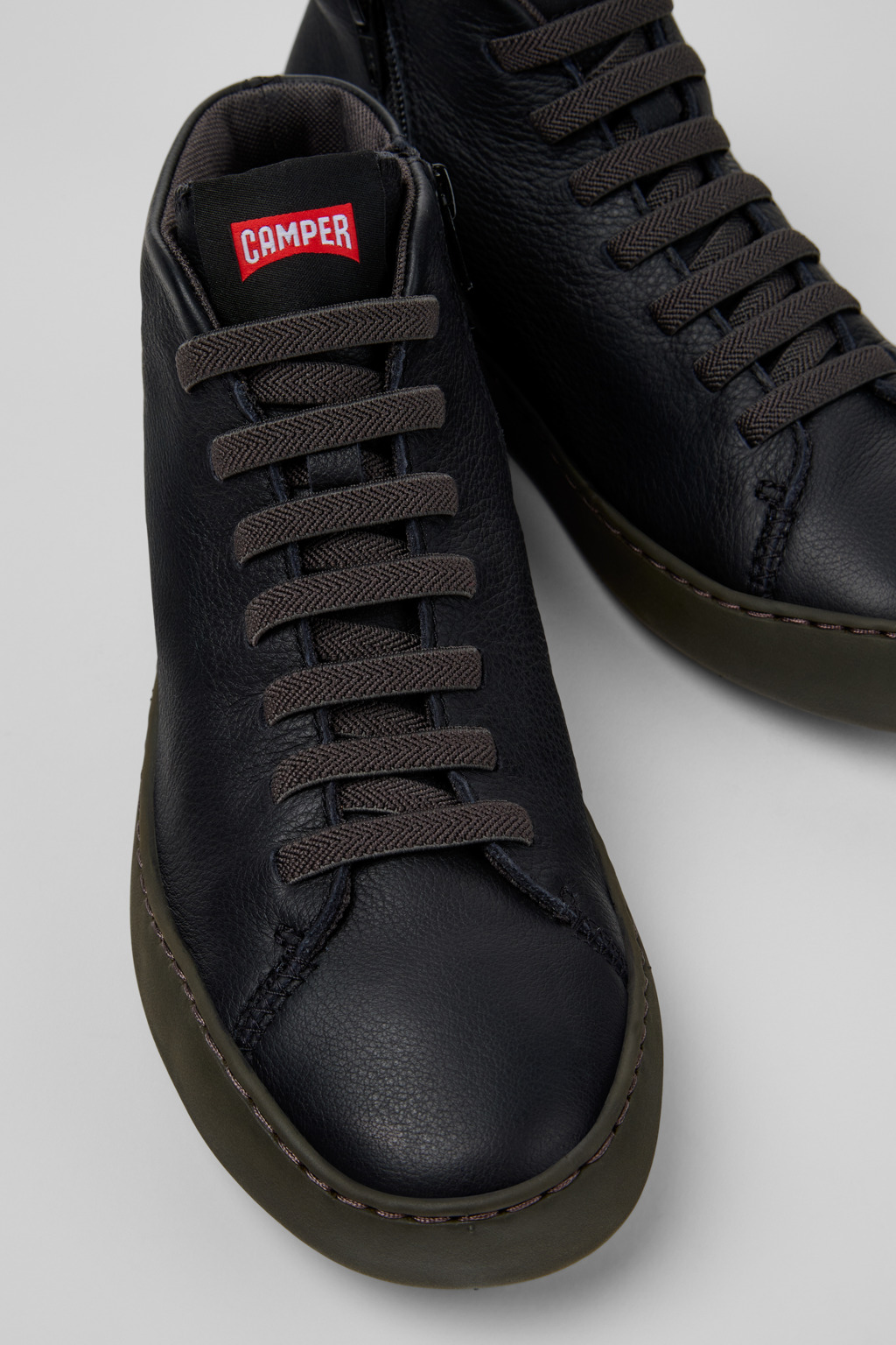 Peu Touring Black Leather Sneaker Booties for Women.