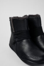 Peu Black Leather Ankle Boots for Women