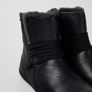 Peu Black Leather Ankle Boots for Women
