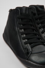 Peu Black Leather Mid Boots for Women.