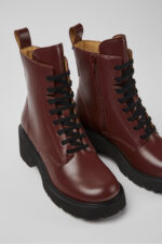 Milah Burgundy lace-up boots for women