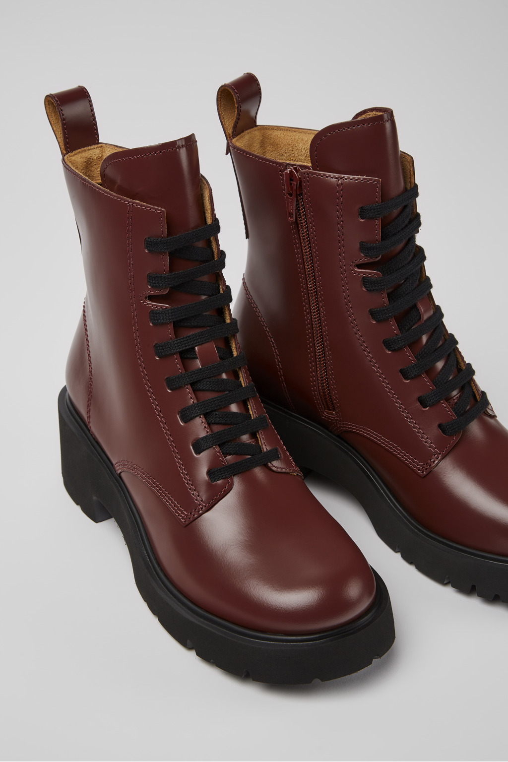 Milah Burgundy lace-up boots for women