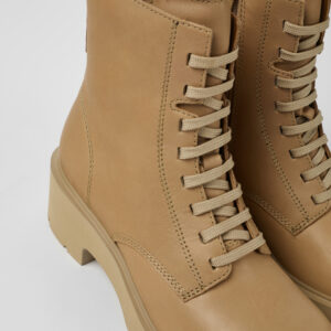 Milah Beige lace-up boots for women