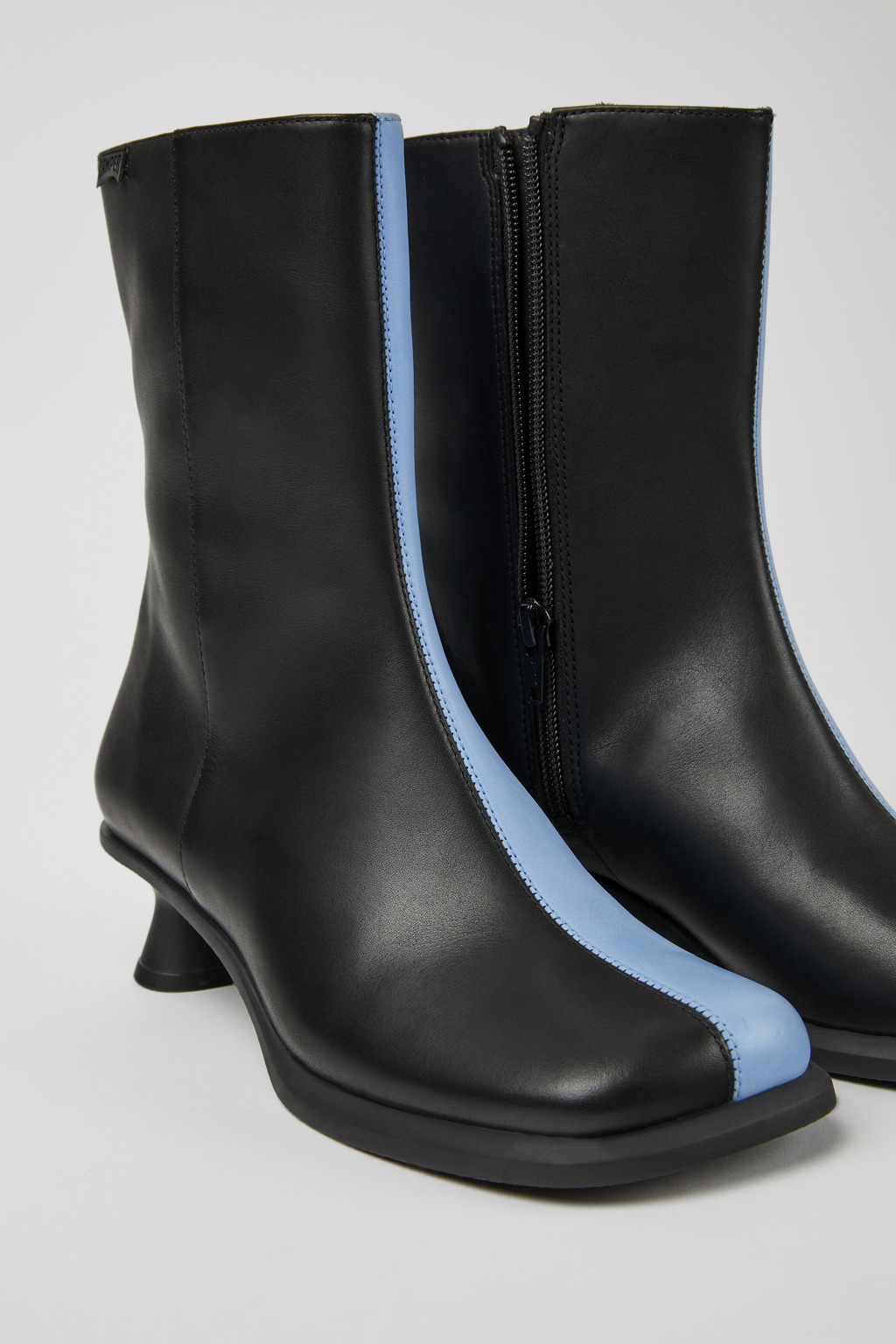 Twins Blue and black leather ankle boots for women