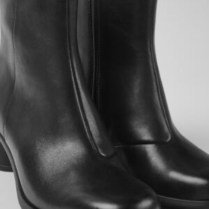 Kiara Black leather ankle boots