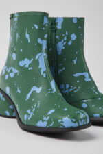 Kiara Green and blue printed leather ankle boots