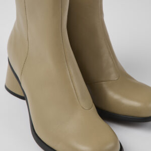 Kiara Beige leather ankle boots