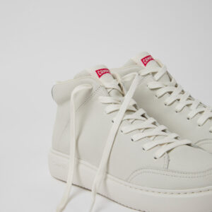 Runner K21 White Leather Mid Boots for Women.