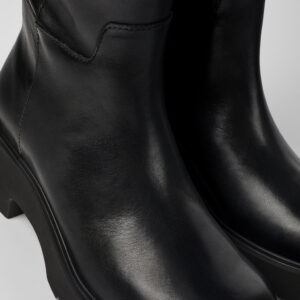 Milah Black Leather High Boots for Women.