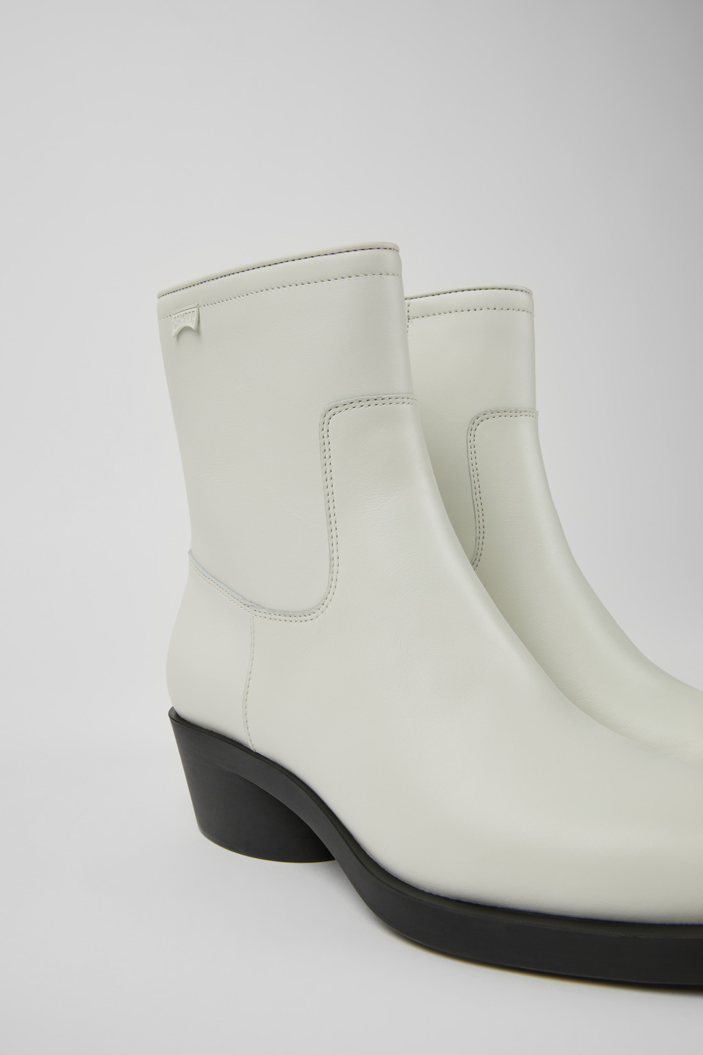 Bonnie White leather ankle boots for women