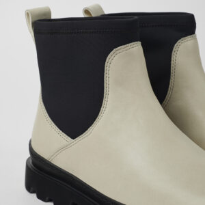 Brutus White leather ankle boots for women