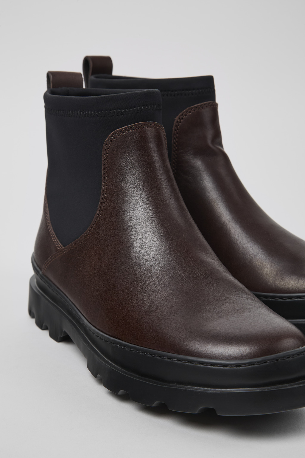 Brutus Brown leather and textile ankle boots for women
