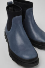 Brutus Gray leather and textile ankle boots for women
