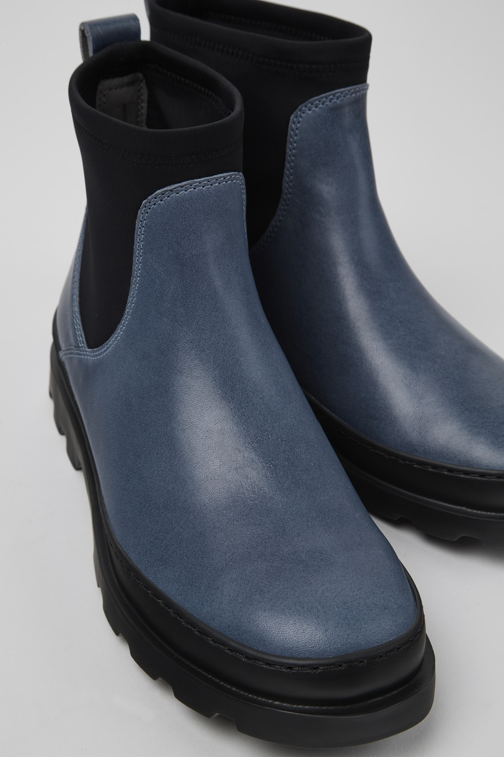 Brutus Gray leather and textile ankle boots for women