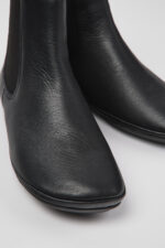 Right Black leather ankle boots