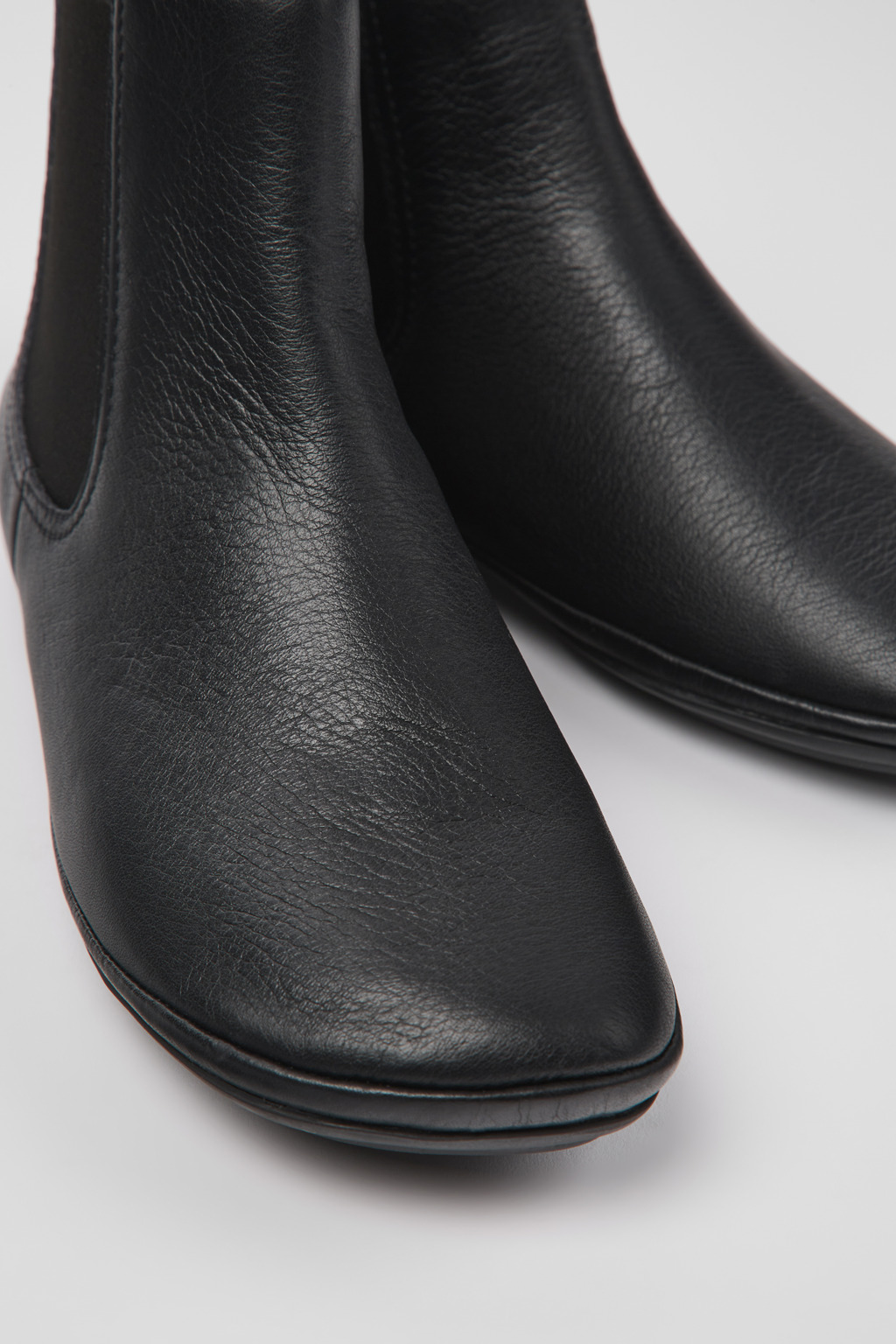 Right Black leather ankle boots