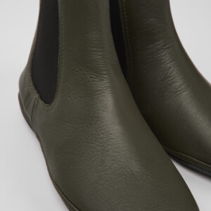 Right Green leather ankle boots