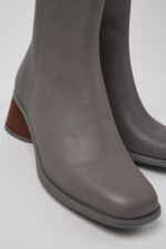 Twins Gray leather boots for women