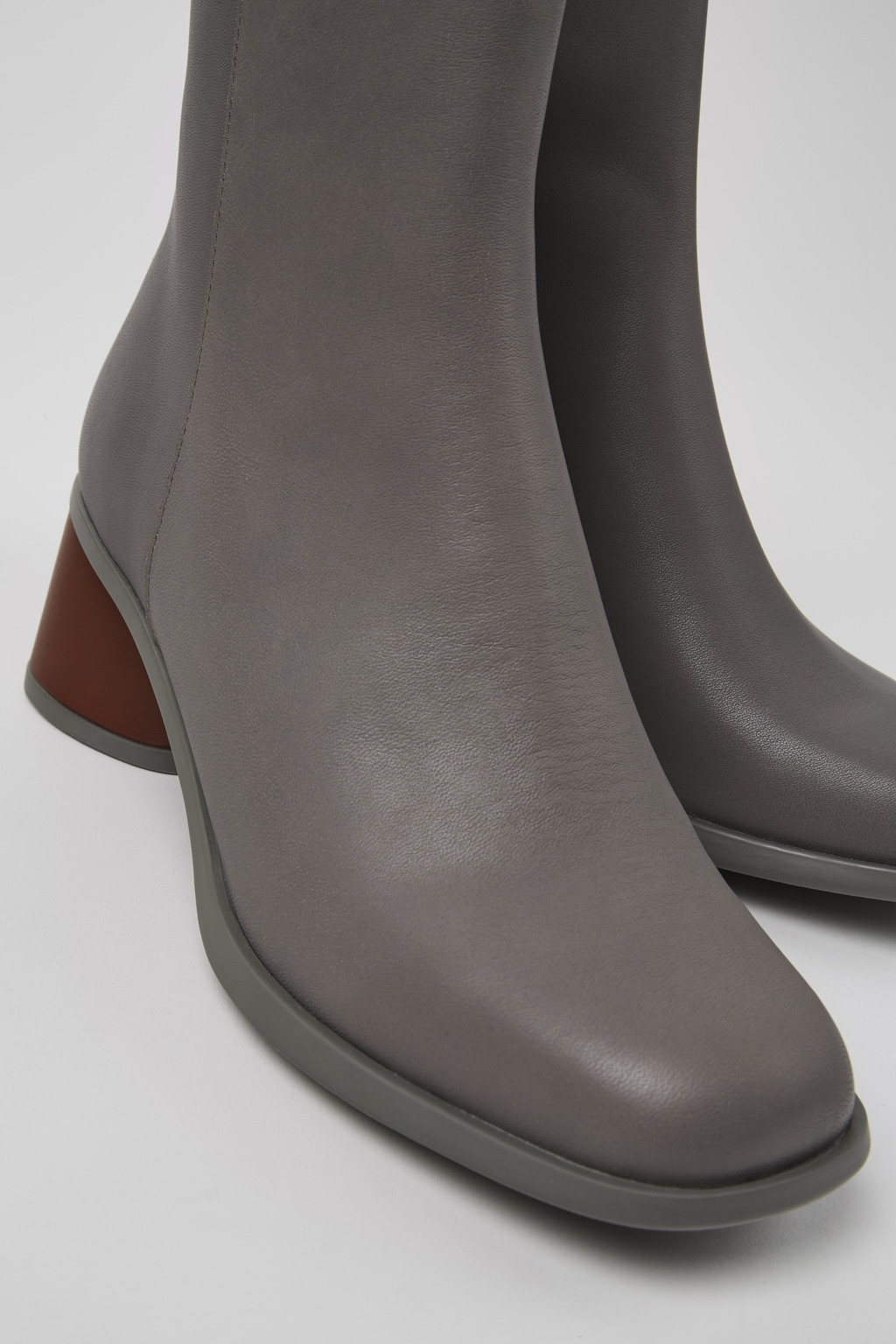 Twins Gray leather boots for women
