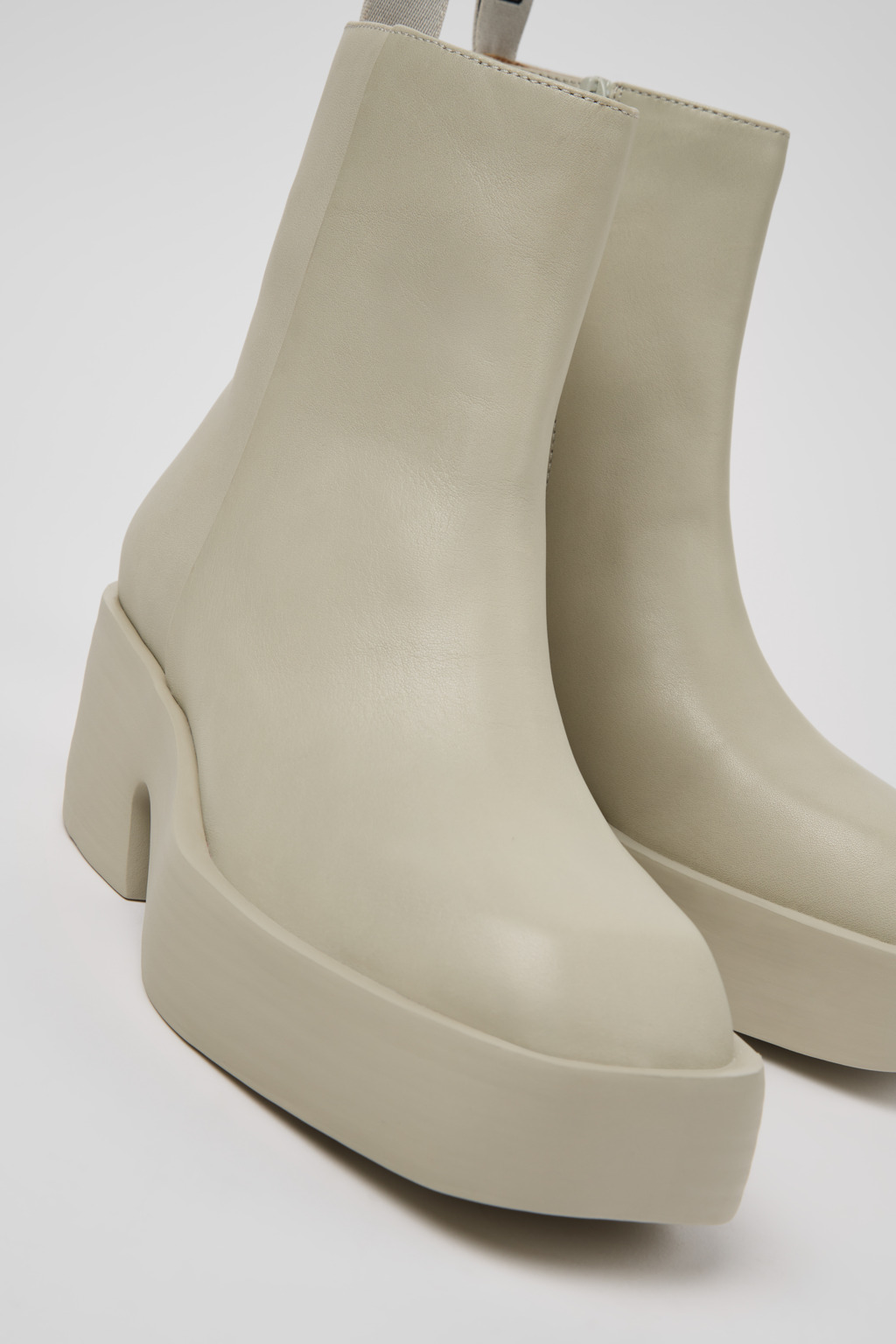 Billie Gray Leather Mid Boots for Women.
