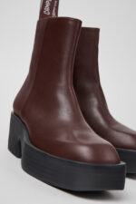 Billie Burgundy Leather Mid Boots for Women.