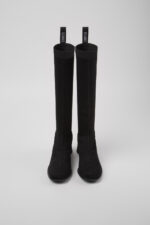 Kiara TENCEL® Black textile high-boot for women